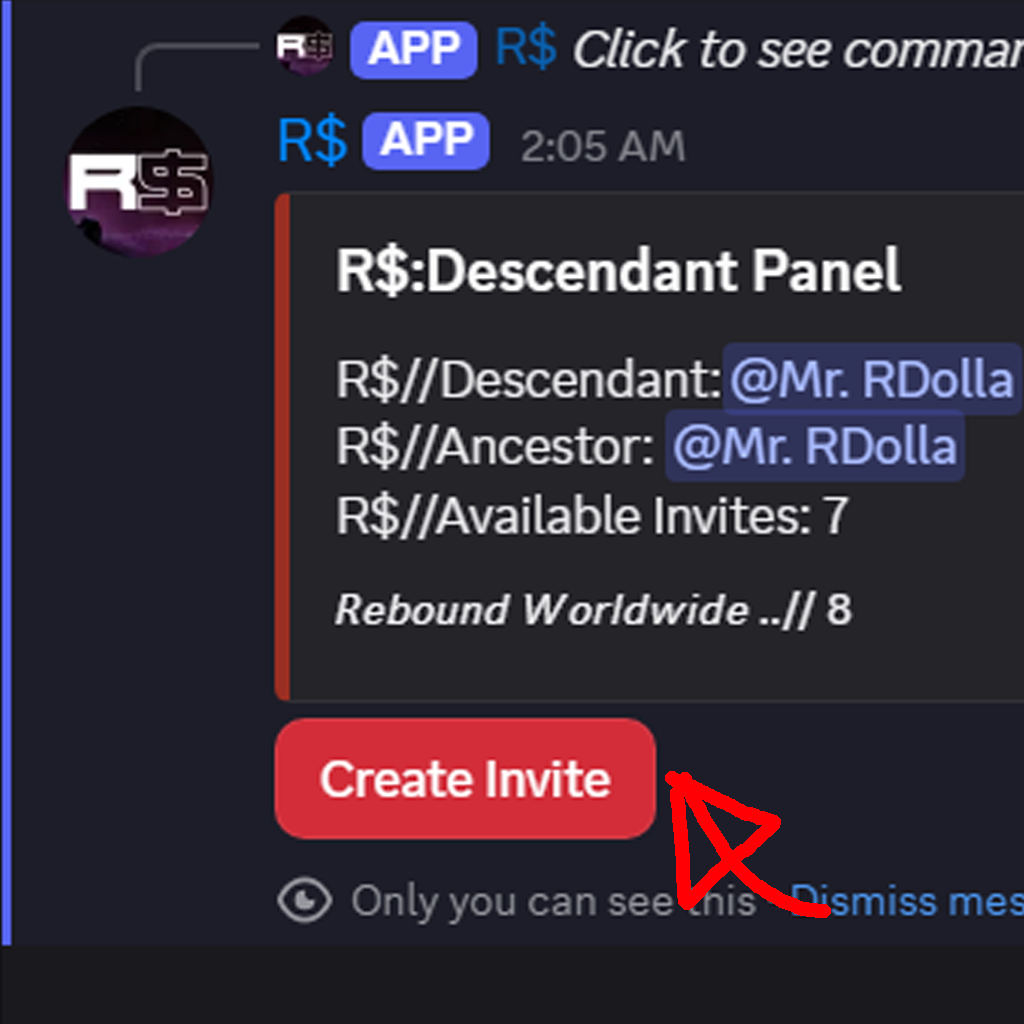 Create Invite button on the Descendant Panel in Discord