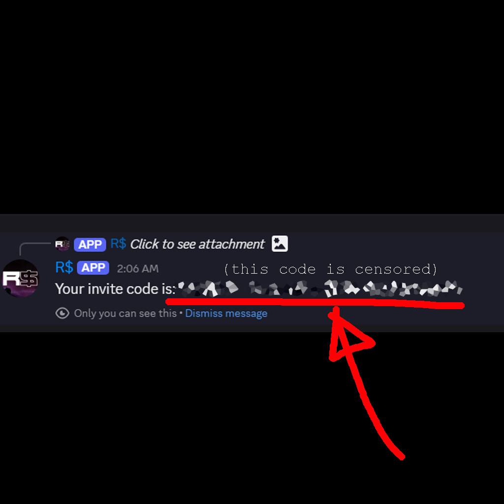 Discord message showing your generated invite code