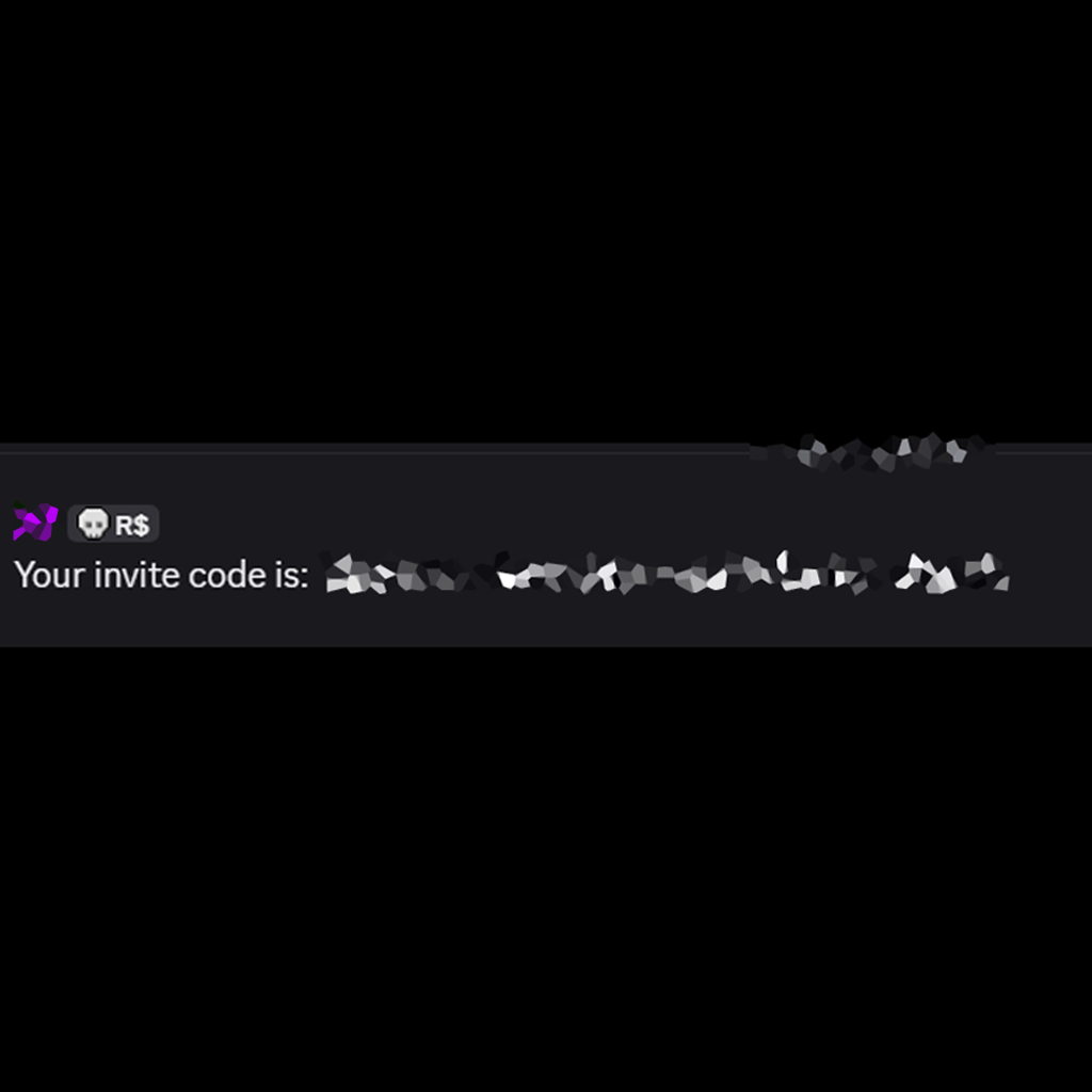 Ephemeral Discord message with your invite code ready to share