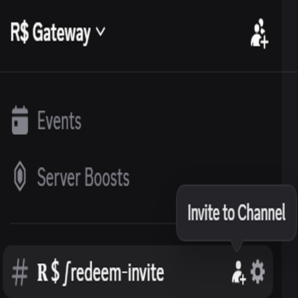 R$ Gateway Discord server with the redeem-invite channel