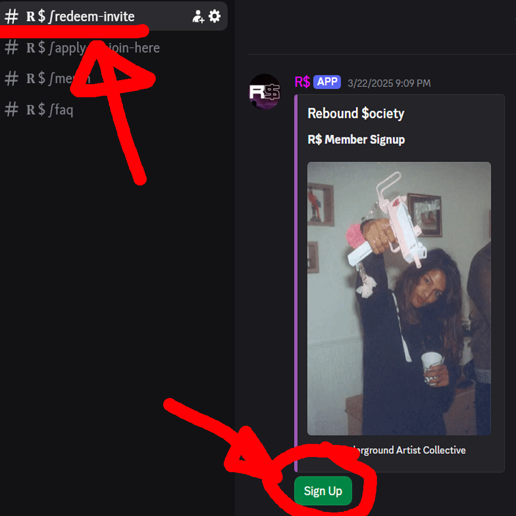 Redeem Invite channel and Sign Up button in the Gateway Discord server